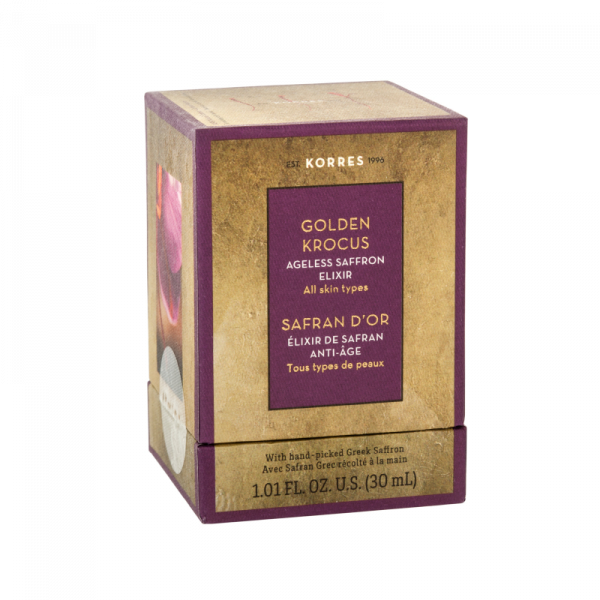 KORRES GOLDEN KROCUS Ageless Saffron Elixir Serum – šafránový elixír proti stárnutí pleti, 30 ml