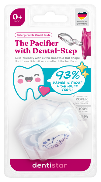 Dentistar ortodontický dudlík 0+ měsíců, modrý s medvídkem, 1 ks