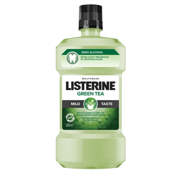 Listerine Green Tea ústní voda bez alkoholu, 500 ml
