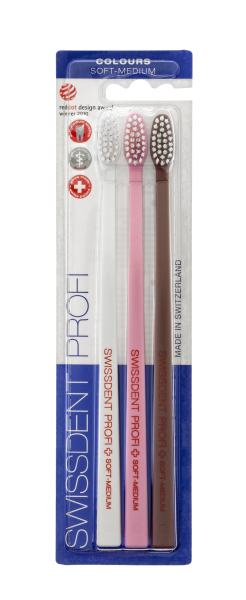 SWISSDENT COLOURS zubní kartáčky Soft-Medium (2+1 zdarma), LUCERNE