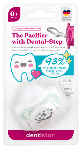 Dentistar ortodontický dudlík 0+ měsíců, zelený s pandou, 1 ks