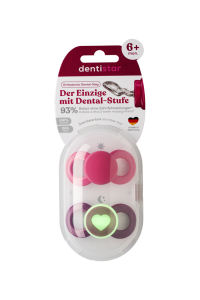 Dentistar Day & Night Soother, denní a noční dudlík, 6-14 měsíců, růžový