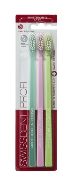 SWISSDENT WHITENING zubní kartáčky Soft (2+1 zdarma) - VERBIER (tyrkysová, růžová, zelená)