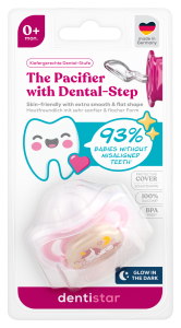 Dentistar noční ortodontický dudlík 0+ měsíců, růžový s koníkem, 1 ks