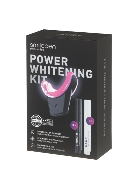 Smilepen POWER Whitening Kit & Care, 7denní kúra pro intenzivní bělení zubů s bezdrátovým LED akcelerátorem
