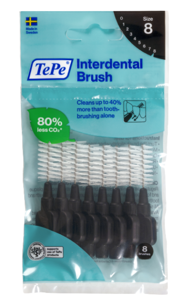 TePe Original mezizubní kartáčky z bioplastu 1,5 mm, černé, 8 ks