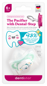 Dentistar ortodontický dudlík 6+ měsíců, zelený s dinosaurem, 1 ks