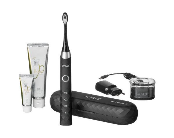 SMILLE Sonic Brush - Prémiový sonický kartáček s kónickými vlákny SANGI, černý