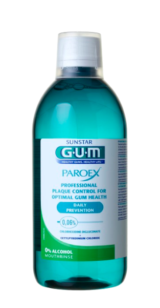 GUM PAROEX ústní voda (výplach, CHX 0,06 % + CPC 0,05 %), 500 ml (poničený obal)