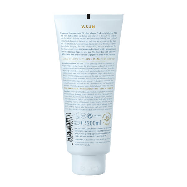 V.SUN Opalovací krém na tělo bez parfemace SPF 50, 200 ml