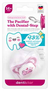 Dentistar ortodontický dudlík 14+ měsíců, růžový s kočičkou, 1 ks
