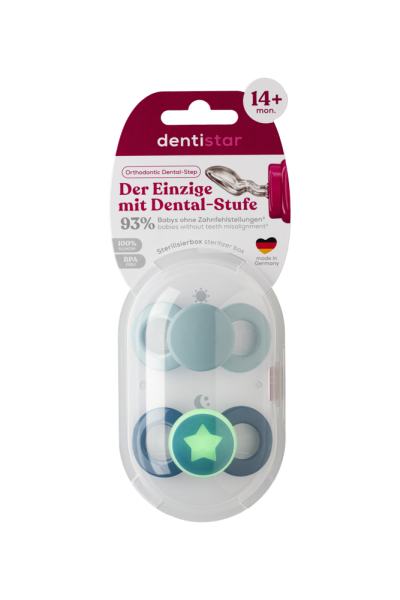 Dentistar Day & Night Soother, denní a noční dudlík, od 14 měsíců, modrý