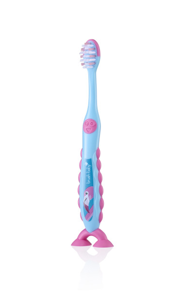 Brush-baby Flamingo FlossBrush™, dětský zubní kartáček s plameňáky, 2 ks, 3-6 let