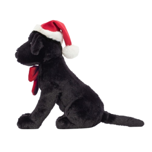 Jellycat Pes labrador Black s vánoční čepičkou 22 cm