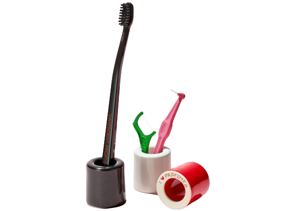 Ručně vyrobený porcelánový stojánek I love Profimed, Baby růžová