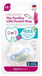 Dentistar noční ortodontický dudlík 14+ měsíců, modrý s raketou, 1 ks