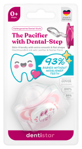 Dentistar ortodontický dudlík 0+ měsíců, růžový s jednorožcem, 1 ks