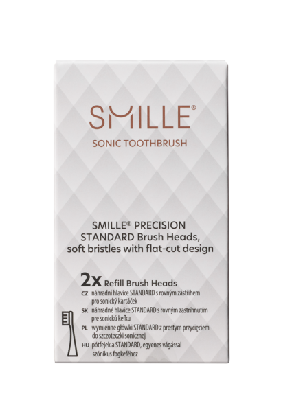 SMILLE Sonic Brush, náhradní hlavice s rovným zástřihem, bílé, 2ks