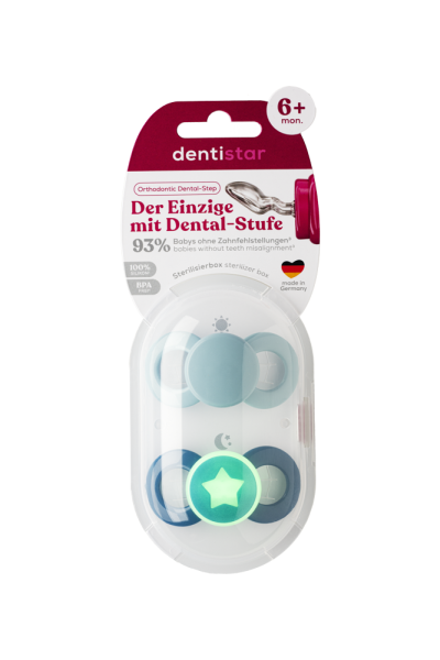 Dentistar Day & Night Soother, denní a noční dudlík, 6-14 měsíců, modrý