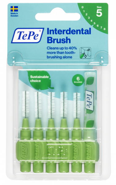 TePe Original mezizubní kartáčky z bioplastu 0,8 mm, zelené, 6 ks