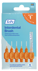 TePe Original mezizubní kartáčky z bioplastu 0,45 mm, oranžové, 6 ks, krabička
