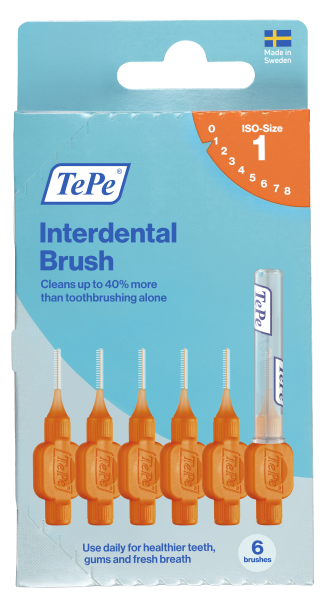 TePe Original mezizubní kartáčky z bioplastu 0,45 mm, oranžové, 6 ks, krabička