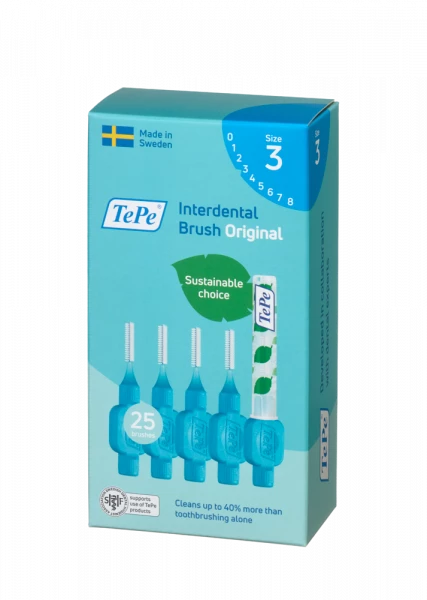 TePe Original mezizubní kartáčky z bioplastu 0,6 mm, modré, 25 ks