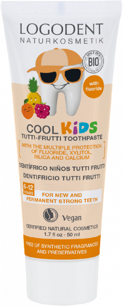 LOGODENT Cool Kids Tutti Frutti zubní gel s fluoridem, 50 ml