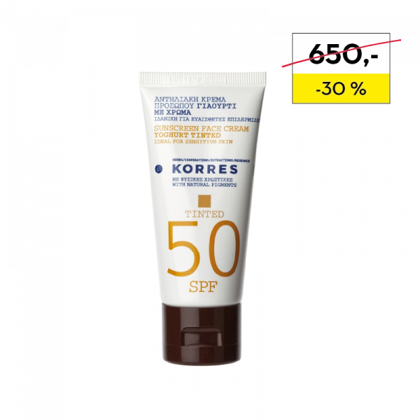 KORRES Yoghurt Tinted Face Sunscreen - Tónovaný pleťový krém na opalování SPF50, 50 ml  