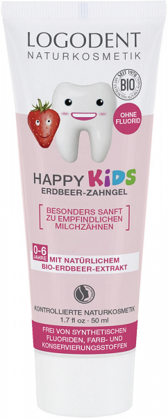 LOGODENT Happy Kids zubní gel BIO, jahoda, 50 ml