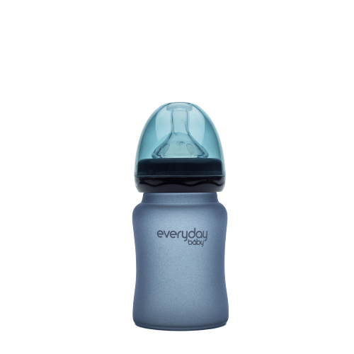 Everyday Baby skleněná láhev s termo senzorem, 150 ml, tmavě modrá