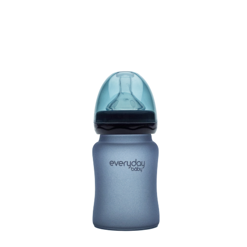 Everyday Baby skleněná láhev s termo senzorem, 150 ml, tmavě modrá