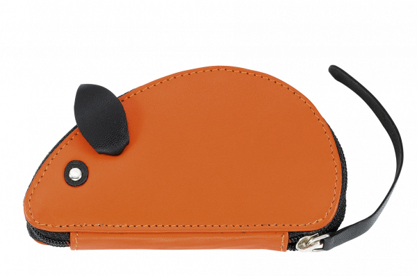 ZWILLING manikúra ve tvaru myšky, kožená, oranžová, 3 části