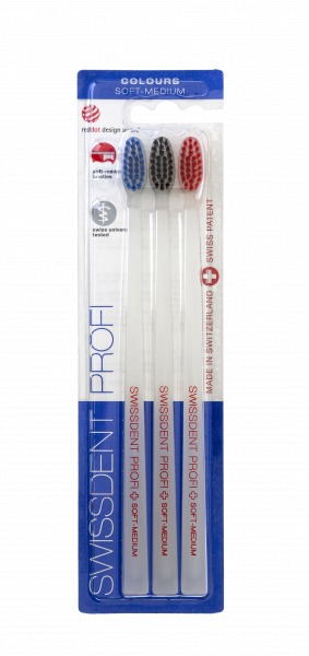 SWISSDENT COLOURS zubní kartáčky Soft-Medium (2+1 zdarma) - ST. GALEN