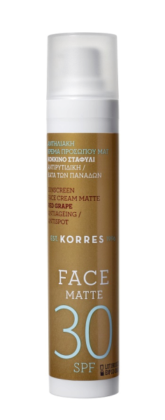 KORRES Red Grape Sunscreen Face Cream Matte SPF30 - zmatňující opalovací krém na obličej, 50 ml
