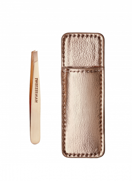 Tweezerman Rose Gold Mini Slant s cestovním pouzdrem