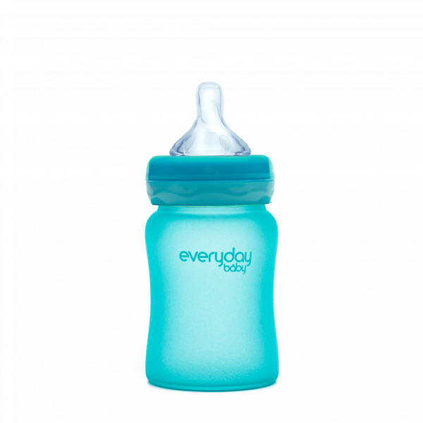 Everyday Baby skleněná láhev s termo senzorem, 150 ml, modrá