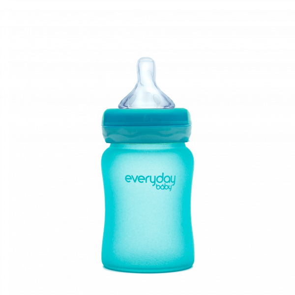 Everyday Baby skleněná láhev s termo senzorem, 150 ml, modrá