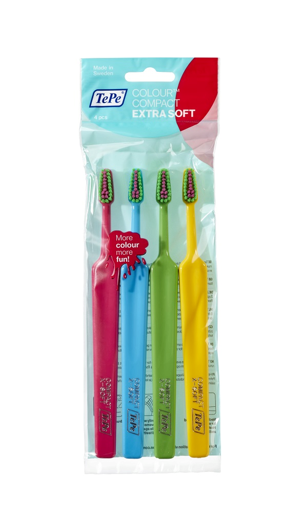 TePe Colour Compact x-soft, sada zubních kartáčků, 3+1 zdarma