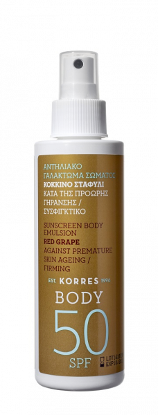 KORRES Red Grape – opalovací tělová emulze ve spreji SPF 50, 150 ml