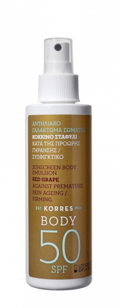 KORRES Red Grape – opalovací tělová emulze ve spreji SPF 50, 150 ml