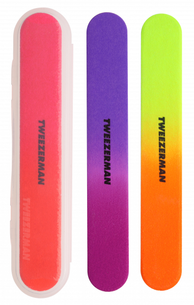 Tweezerman Neonové pilníky na nehty s pouzdrem, 3 ks