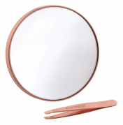 Tweezerman Rose Gold sada - pinzeta Slant mini a zvětšovací zrcátko 10x