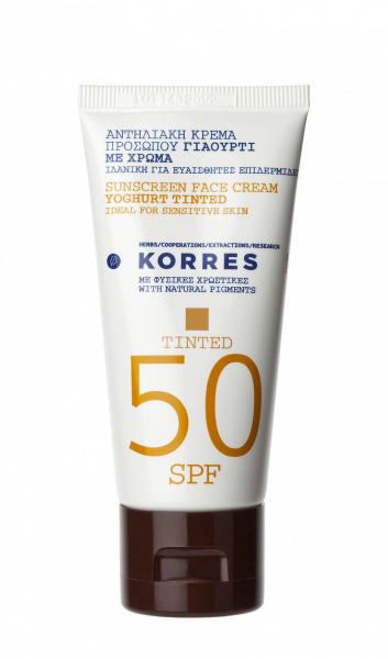 KORRES Yoghurt Tinted Face Sunscreen - Tónovaný pleťový krém na opalování SPF50, 50 ml  