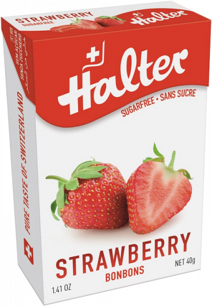 Halter Jahoda (Strawberry), bonbony bez cukru, 40 g