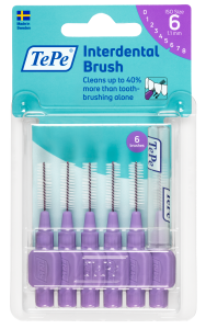 TePe Original mezizubní kartáčky z bioplastu 1,1 mm, fialové, 6 ks
