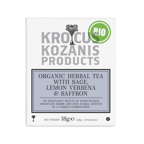 Krocus Kozanis AROMATIC Saffron Tea - BIO čaj s šalvějí, citronovou verbenou a šafránem