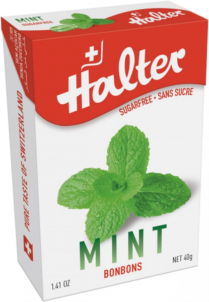 Halter Máta (Mint), bonbóny bez cukru, 40 g
