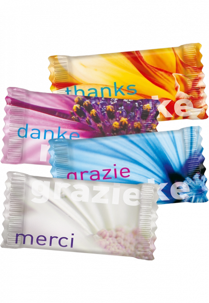 Halter bonbóny Merci - Danke - Grazie - Thanks, 500 ks