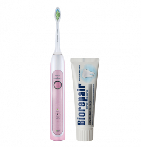 Philips Sonicare HealthyWhite PINK HX6762/43, sonický zubní kartáček + Biorepair Whitening, 75 ml ZDARMA